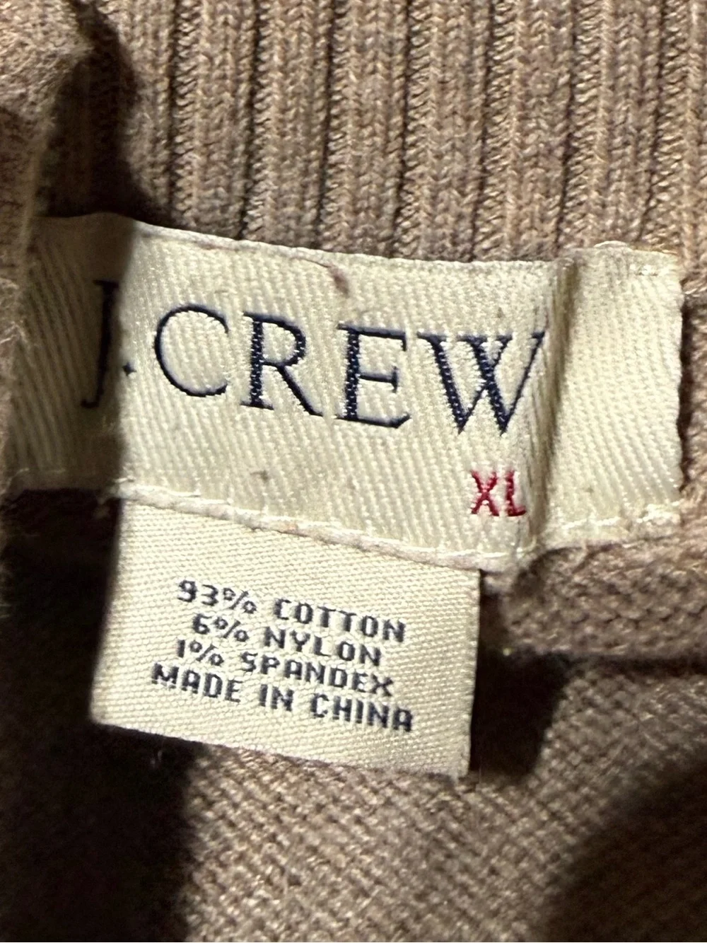 J. Crew Men's Taupe Quarter-Zip Sweater